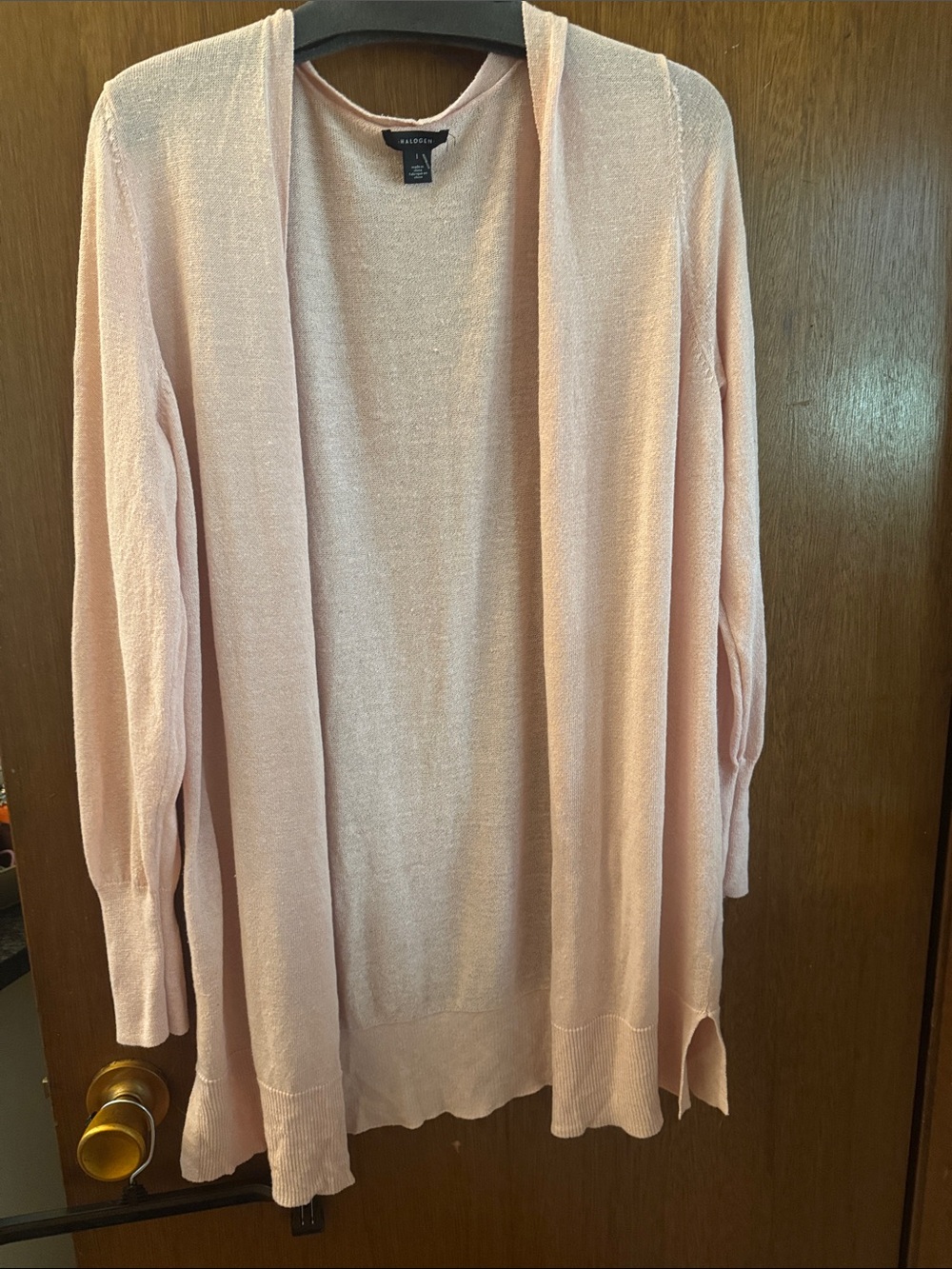Halogen Pale Pink Open-Front Lightweight Cardigan